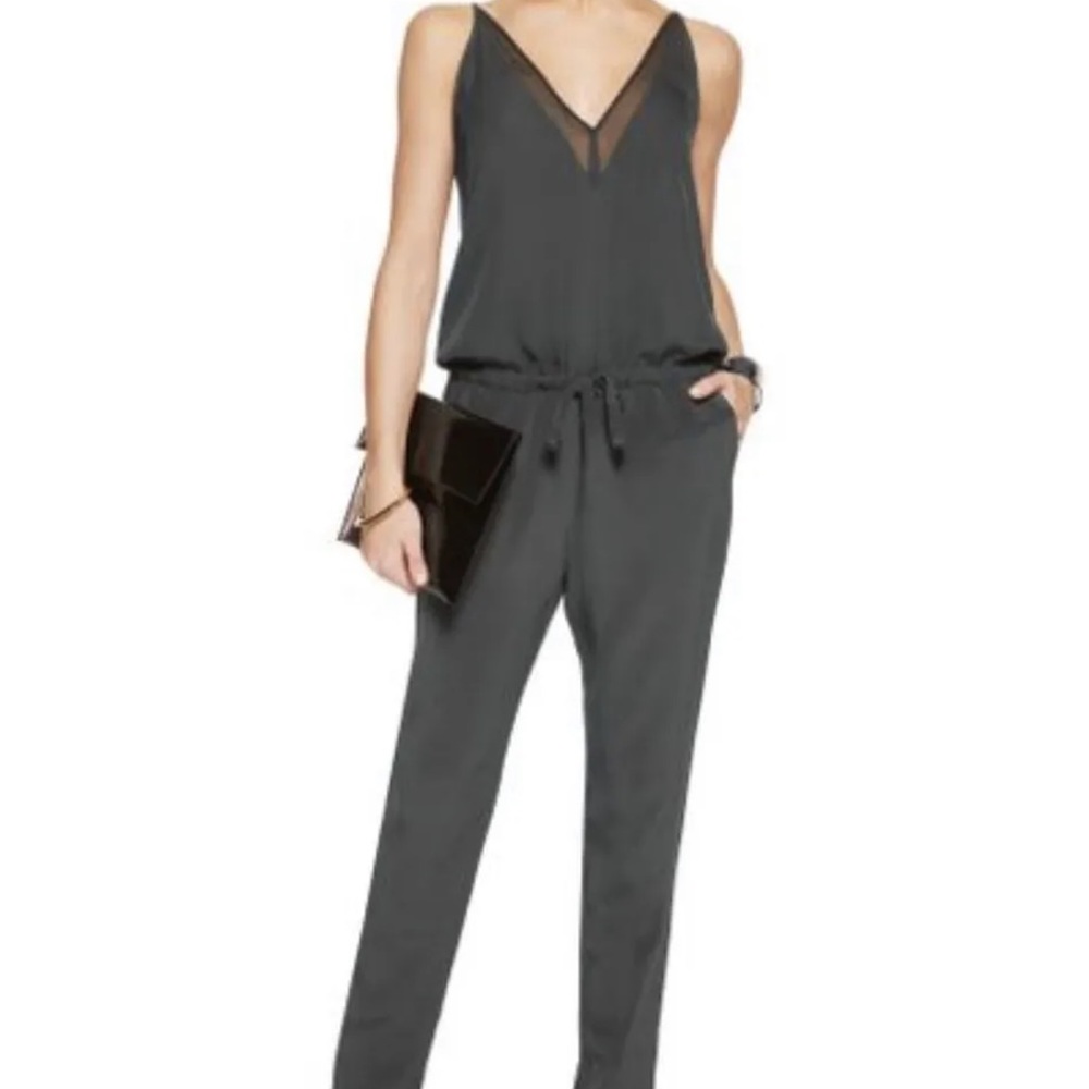Michelle Mason Charcoal Gary Silk Georgette Jumpsuit Size 0